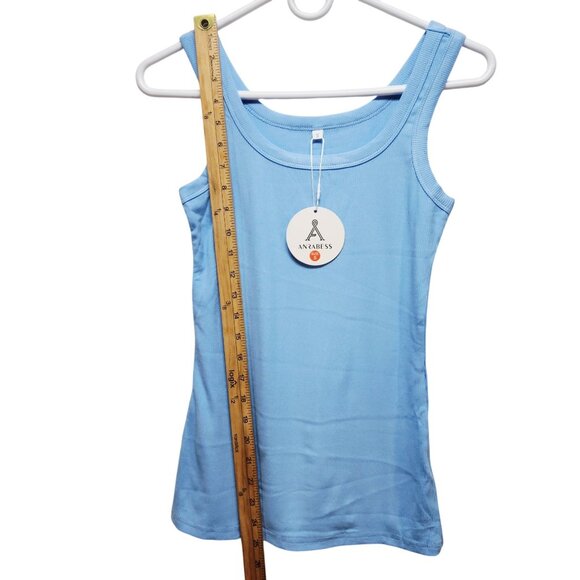 Blue Ribbed Tank Top Anrabess Size S Womens - Picture 5 of 8